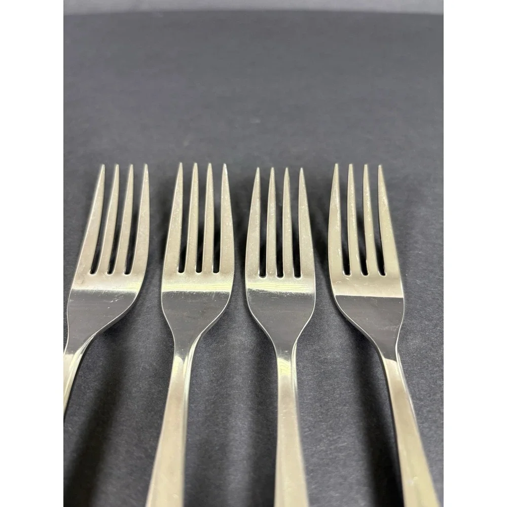 Lot 4 Oneida Community Stainless Starburst Atomic Star Salad Forks 7